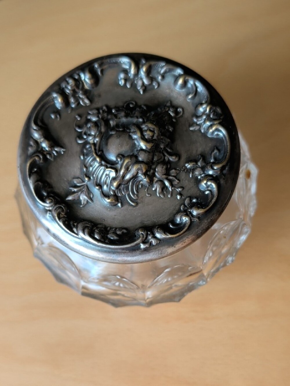 Vintage Glass Jar with Ornate Silver-Tone Lid - Picture 7 of 7
